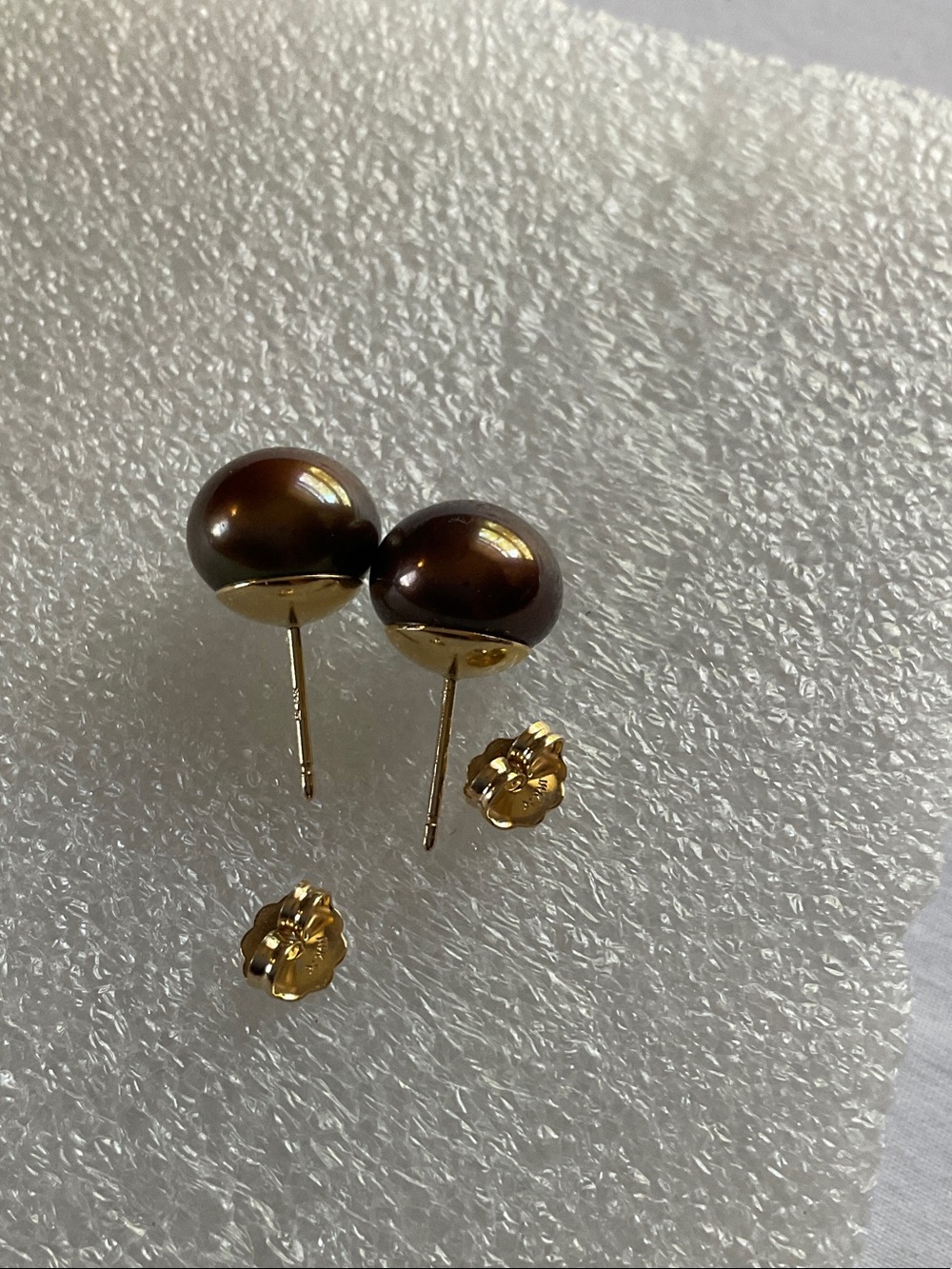 14K Gold Honora Cultured Freshwater Pearl Button Earrings 10mm